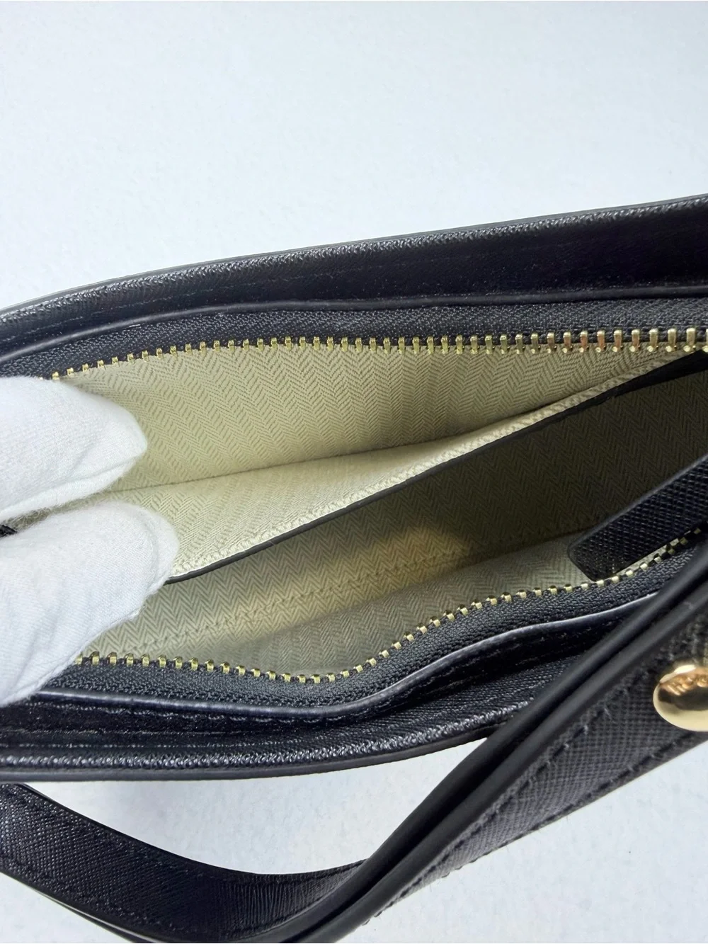 Tory Burch Black Emerson Zip Shoulder Bag Gold Hardware